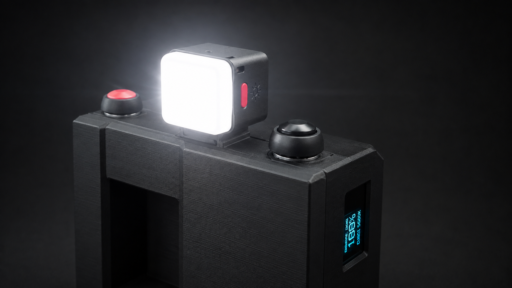 Luz LED de 1W montada sobre la cámara, encendida