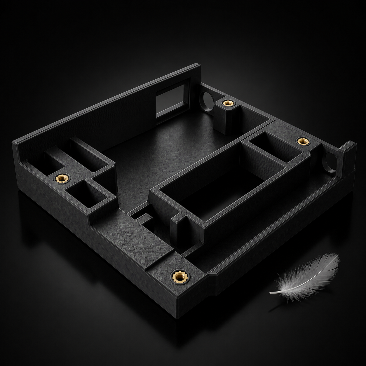 3D-printed chassis with brass inserts